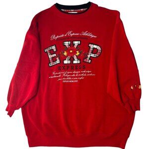 Vintage Express Athletic Womens XS Preppy Graphic Crewneck Sweatshirt Red Girlie